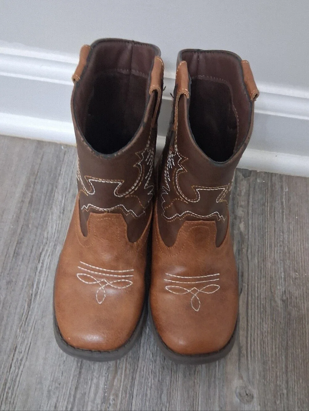 Kids Brown Two-Tone Western Cowboy Boots